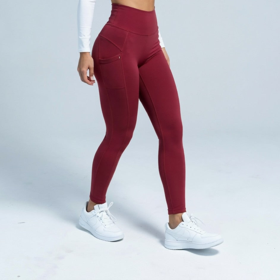 WURCQ Essential High-Waist Leggings — Deep Maroon